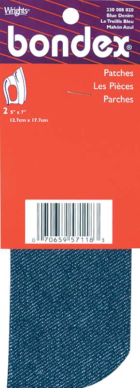 Bondex Iron-On Patches 5"X7" 2/Pkg Denim