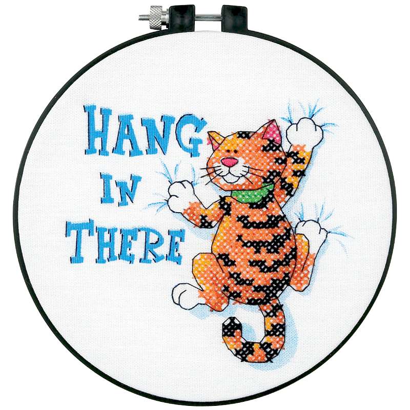 Learn-A-Craft Hang In There Stamped Cross Stitch Kit 6" Round