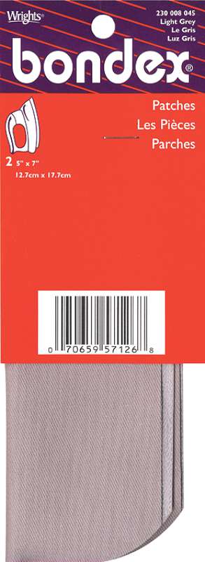 Bondex Iron-On Patches 5"X7" 2/Pkg Light Gray