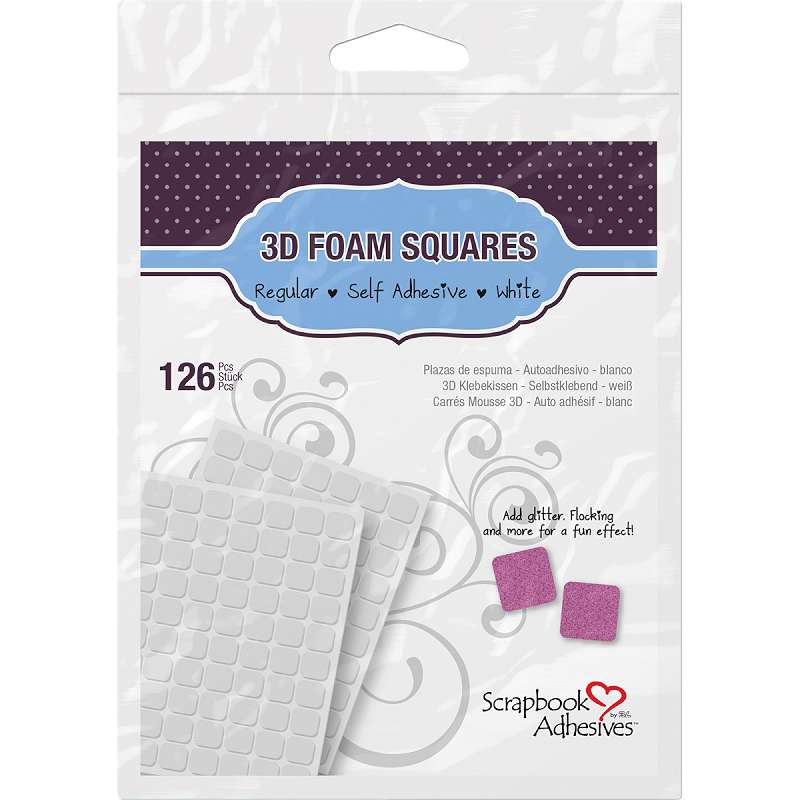 Scrapbook Adhesives 3D Self-Adhesive Foam Squares 126/Pkg White, .5"X.5"
