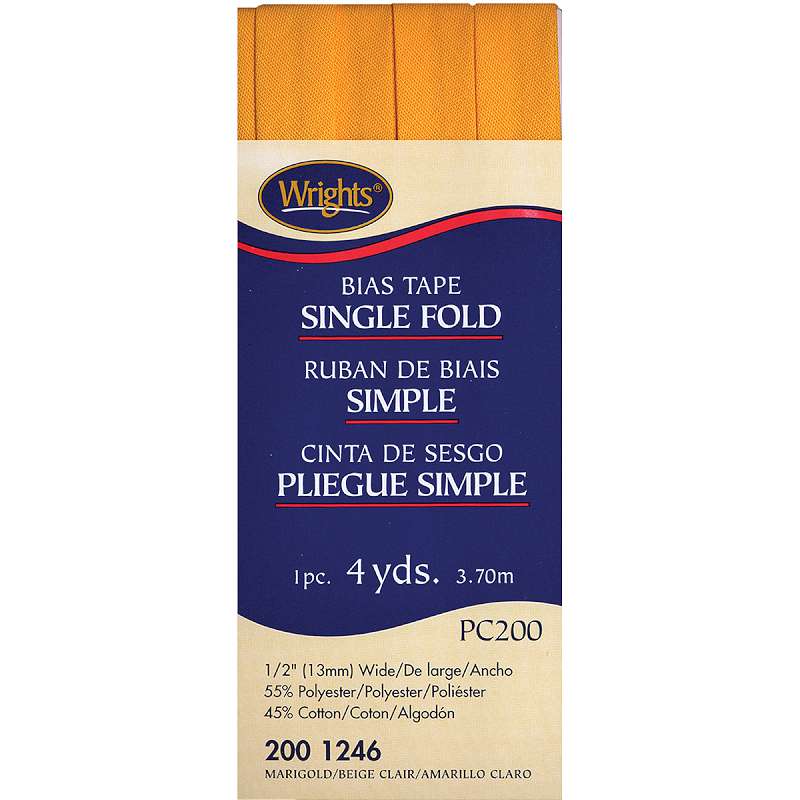 Single Fold Bias Tape 1/2"X4yd Marigold