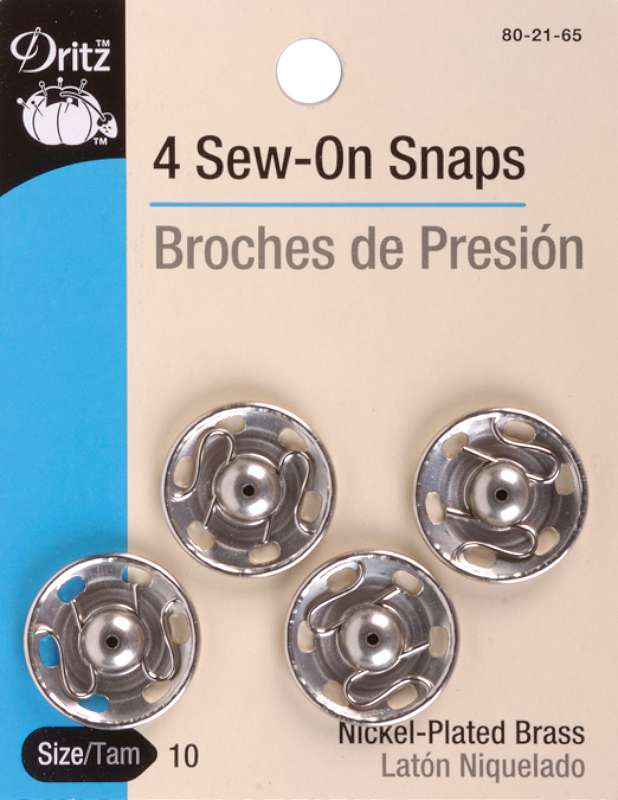 Nickel Sew-On Snaps Size 10 4/Pkg