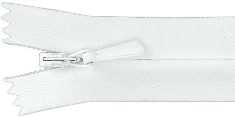 Unique Invisible Zipper 9" White