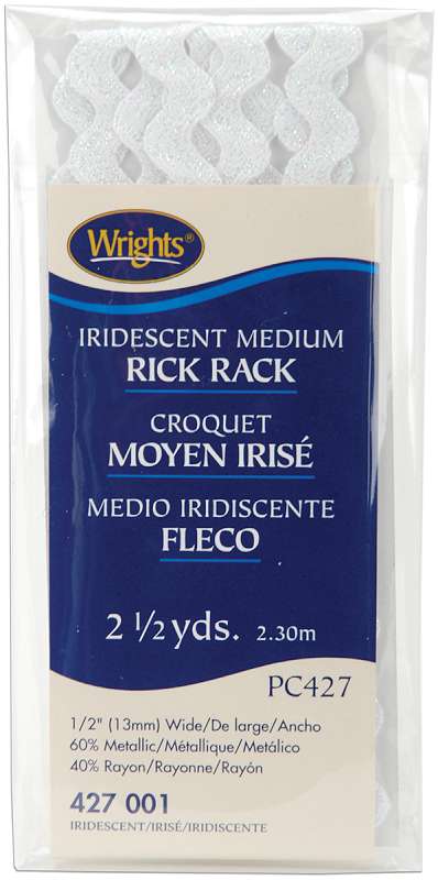 Medium Rickrack 1/2"X2-1/2yd Iridescent