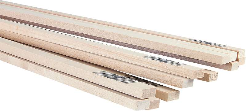 1/4" x 1/2" x 24" Basswood Strips (6)