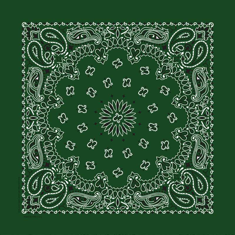 Hav-A-Hank Paisley Bandanna 22"X22" Hunter Green