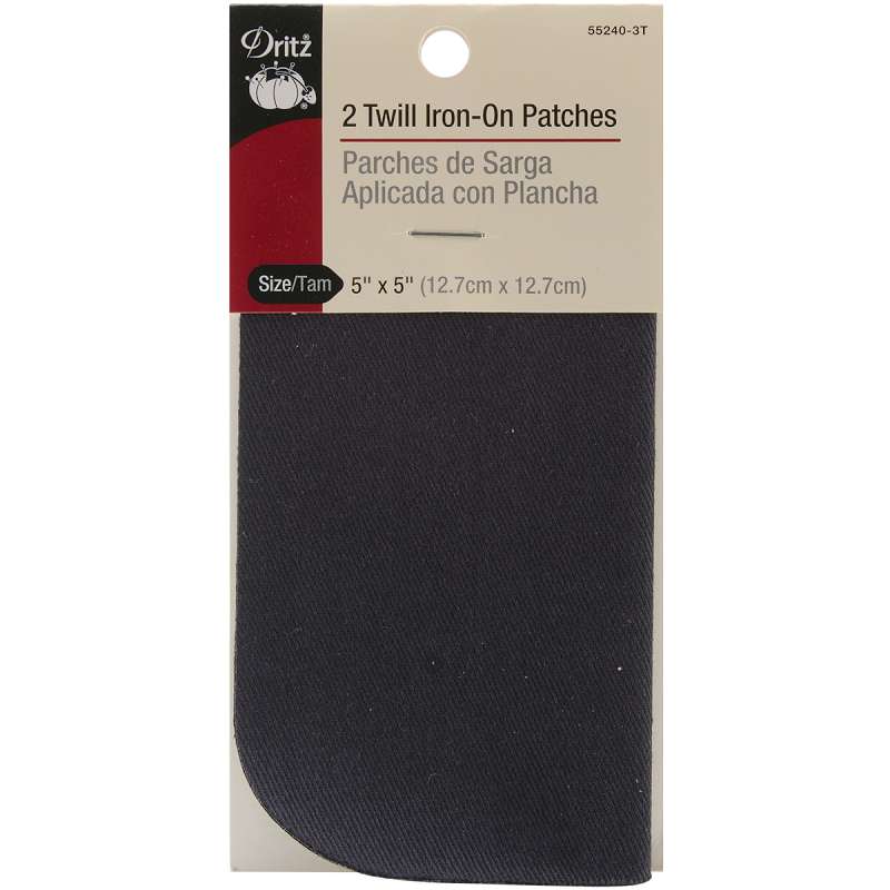 Iron-On Patches 5"X5" 2/Pkg Navy Twill