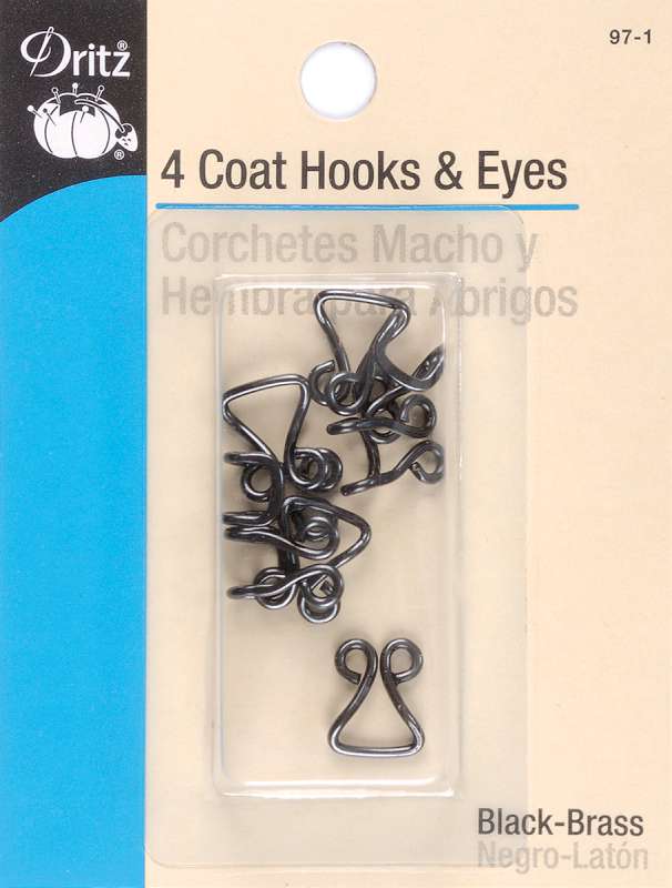 Coat Hooks & Eyes 3/8" 4/Pkg Black
