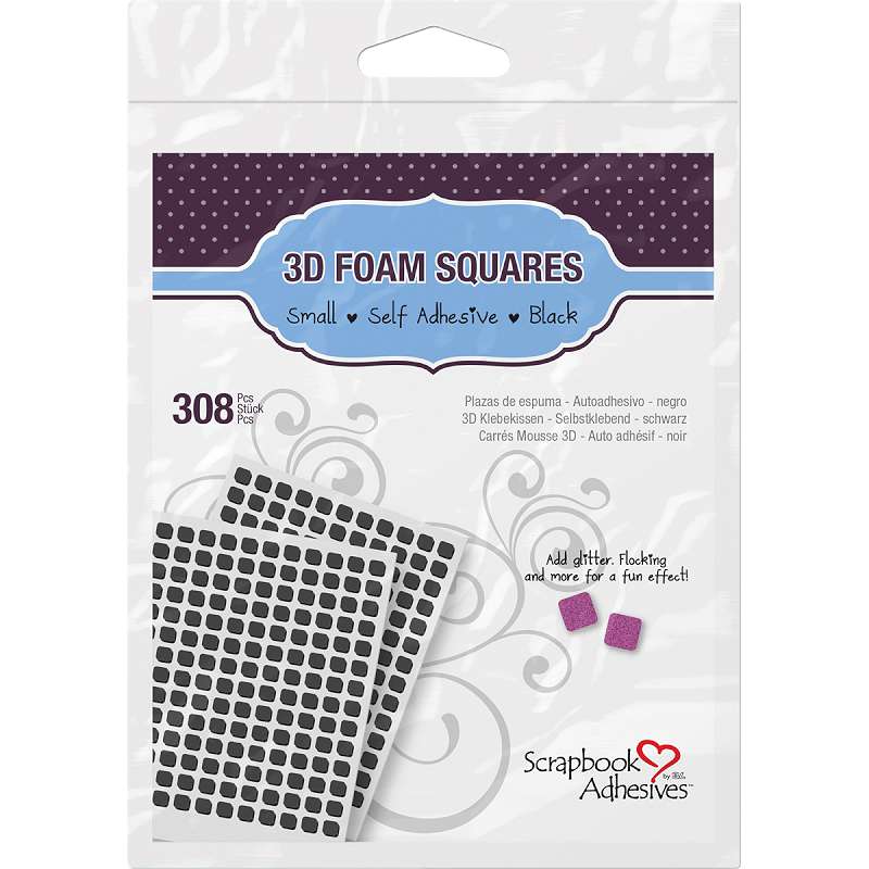 Scrapbook Adhesives 3D Self-Adhesive Foam Squares 308/Pkg Black, .25"X.25"