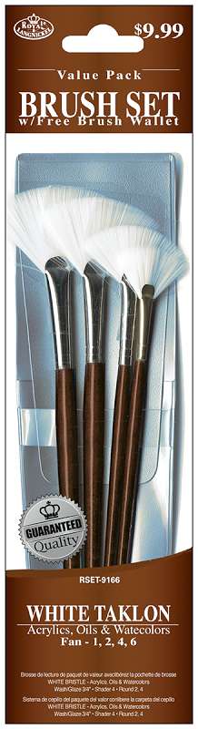 White Taklon Value Pack Brush Set 4/Pkg