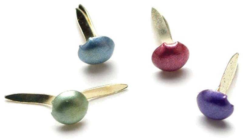 Mini Painted Metal Paper Fasteners 3mm 100/Pkg Round - Pearl