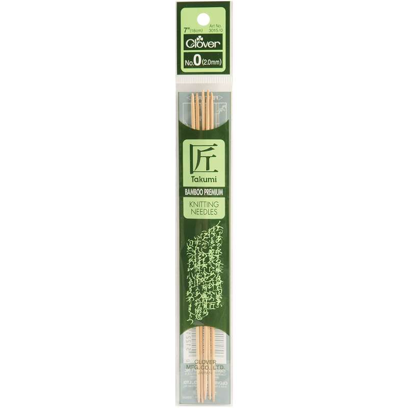 Takumi Bamboo Double Point Knitting Needles 7" 5/Pkg Size 0/2mm