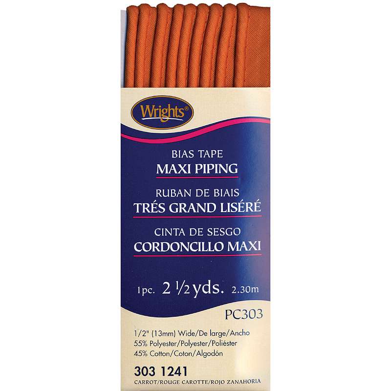 Bias Tape Maxi Piping 1/2"X2-1/2yd Carrot