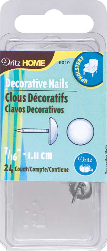 Upholstery Decorative Nails 7/16" 24/Pkg White Smooth Head