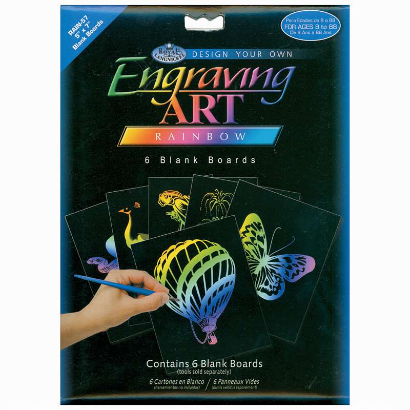 Foil Engraving Art Blank Boards 5"X7" 6/Pkg Rainbow