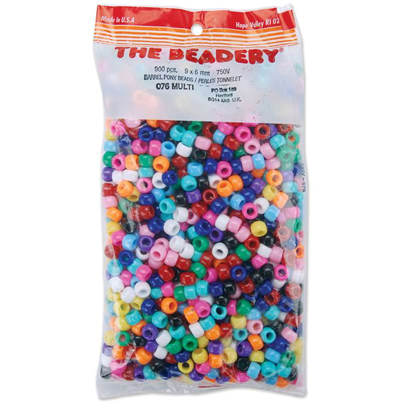 Pony Beads 6mmX9mm 900/Pkg Opaque Multicolor