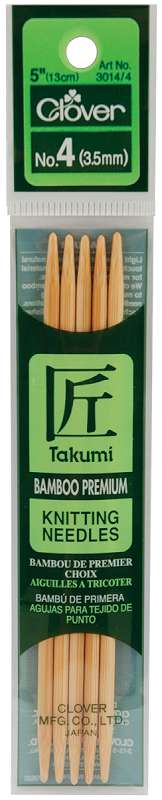 Takumi Bamboo Double Point Knitting Needles 5" 5/Pkg Size 4/3.5mm