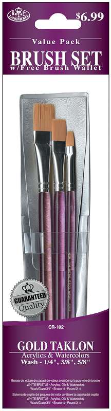 Gold Taklon Value Pack Brush Set 3/Pkg