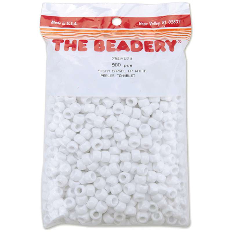 Pony Beads 6mmX9mm 900/Pkg Opaque White