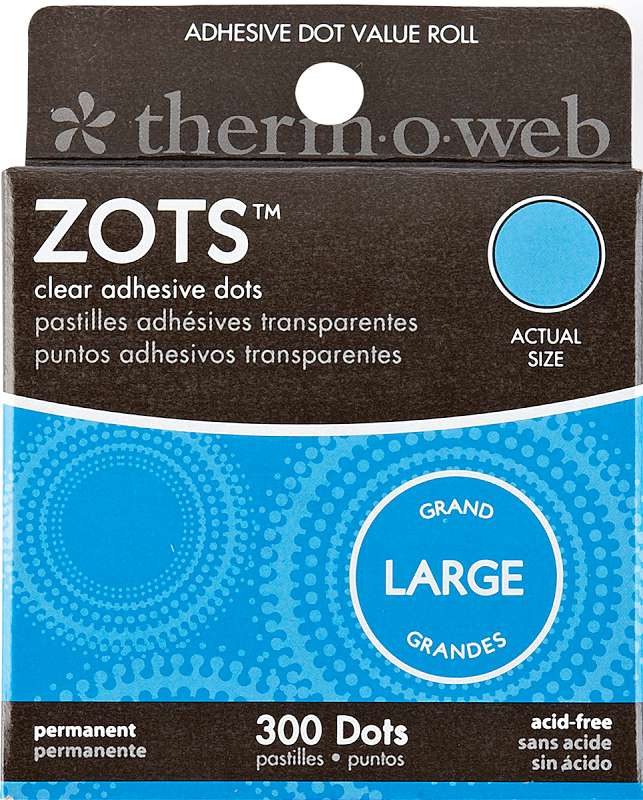 Zots Clear Adhesive Dots Large 1/2"X1/64" Thick 300/Pkg
