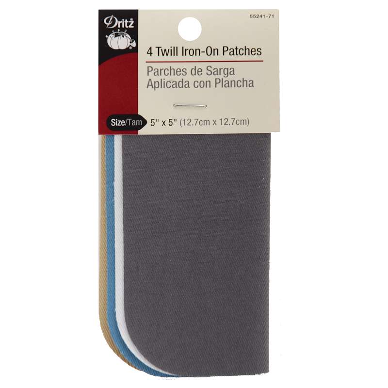 Iron-On Twill Patches 5"X5" 4/Pkg Light Assortment