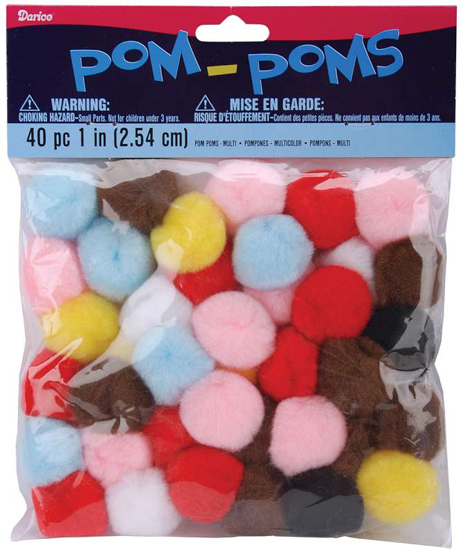 Pom-Poms 1" 40/Pkg Multi
