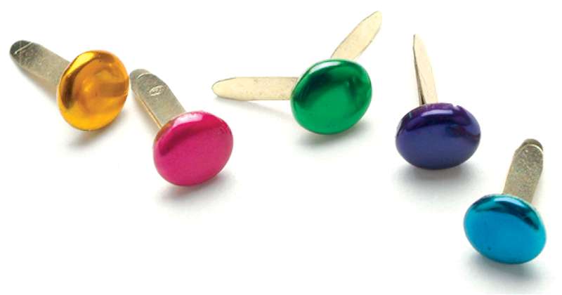 Painted Metal Paper Fasteners 7mm 50/Pkg Round - Metallic