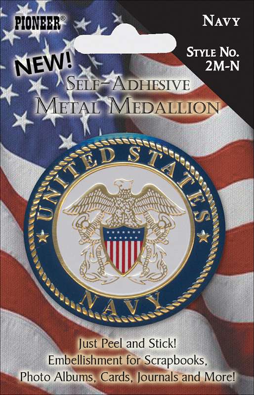 Military Self-Adhesive Metal Medallion 2" Navy