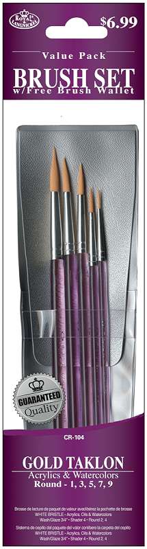 Gold Taklon Value Pack Brush Set 5/Pkg