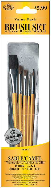 Sable/Camel Value Pack Brush Set 5/Pkg