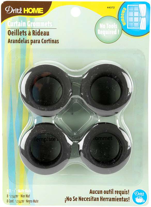 Curtain Grommets 1" Inner Diameter Plastic 8/Pkg Matte Black