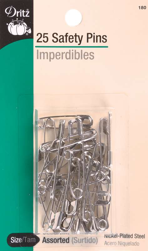 Safety Pins Sizes 1 & 2 25/Pkg