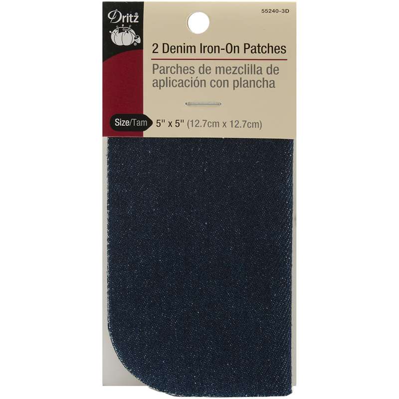 Iron-On Patches 5"X5" 2/Pkg Dark Blue Denim