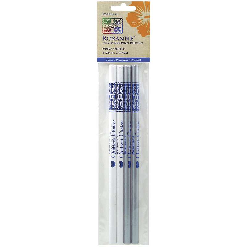 Water-Soluble Chalk Marking Pencils 4/Pkg 2 Each - White & Silver