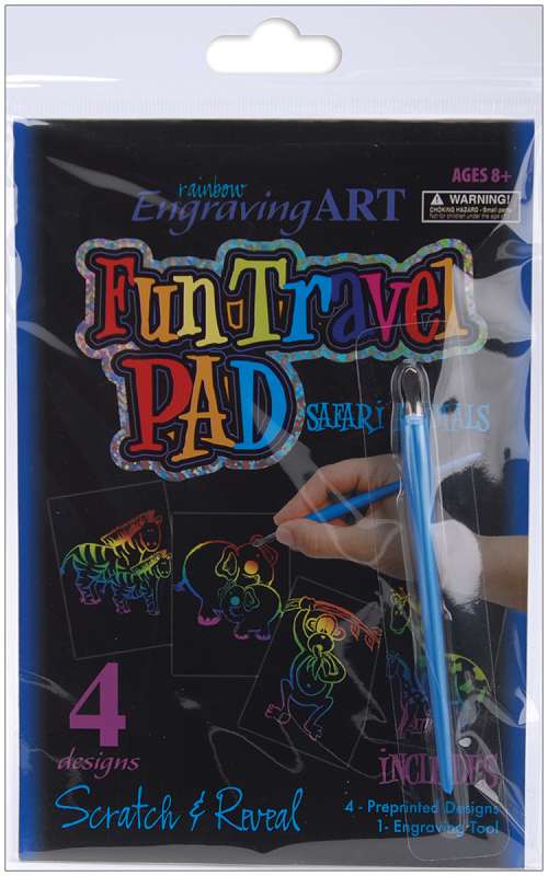 Rainbow Foil Engraving Art Fun Travel Pads Safari Animals