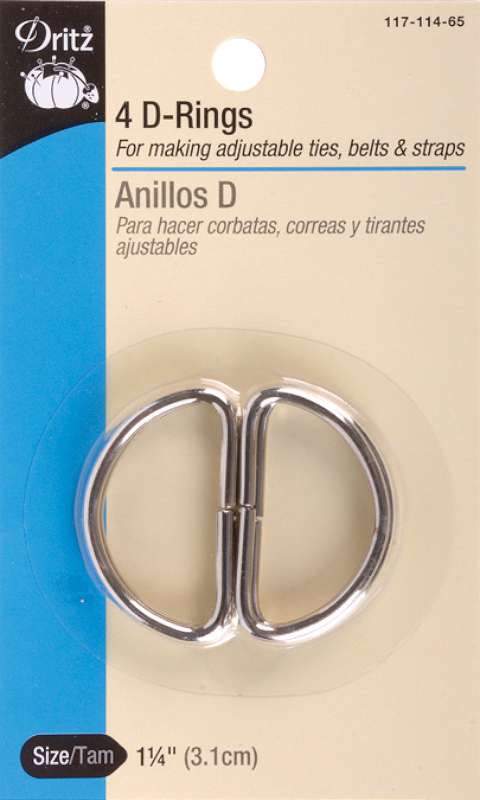 Metal "D" Rings 1-1/4" 4/Pkg Nickel