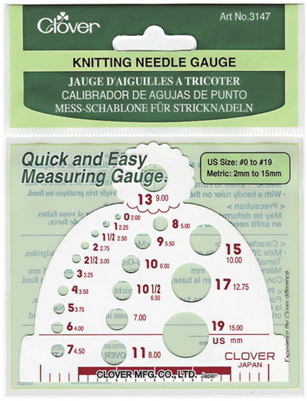 Knitting Needle Gauge Measures Sizes 0 To 19