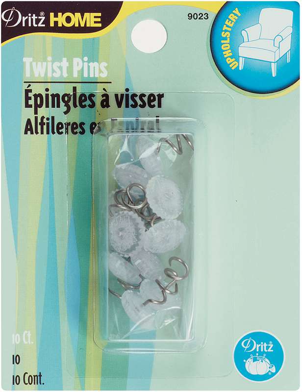 Upholstery Decorative Twist Pins 12mm 10/Pkg Clear