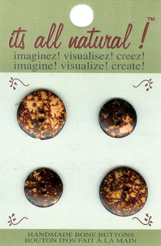 Handmade Bone Buttons Burgundy - Round 4/Pkg