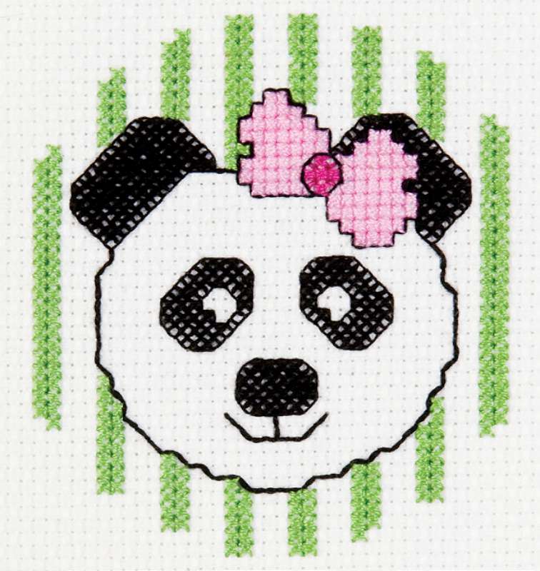 My 1st Stitch Panda Mini Counted Cross Stitch Kit 3" Round 14 Count