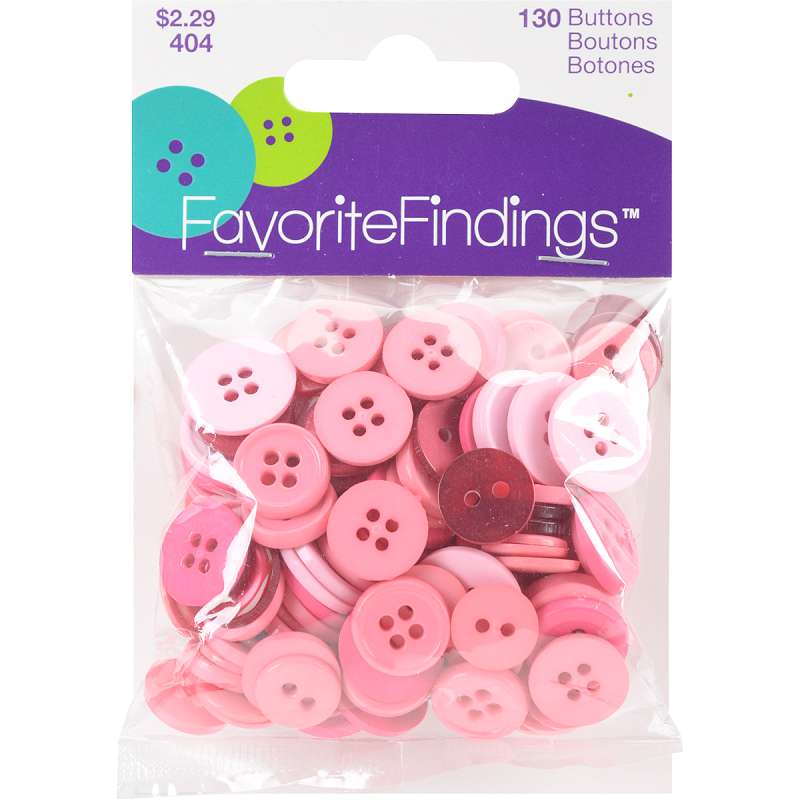 Favorite Findings Buttons 130/Pkg Pink