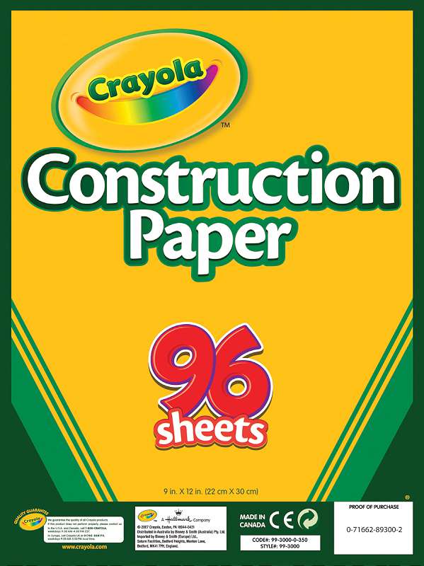 Crayola Construction Paper Pad 9"X12" 96 Sheets