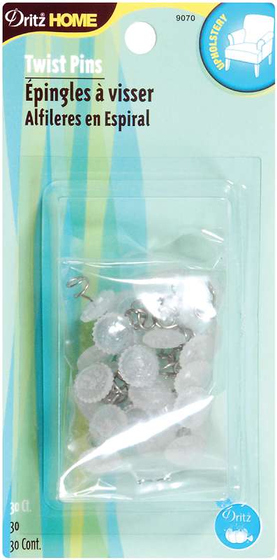 Upholstery Decorative Twist Pins 12mm 30/Pkg Clear