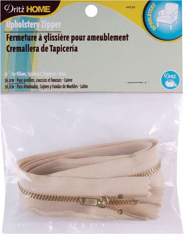 Brass Upholstery Zipper 30" Beige