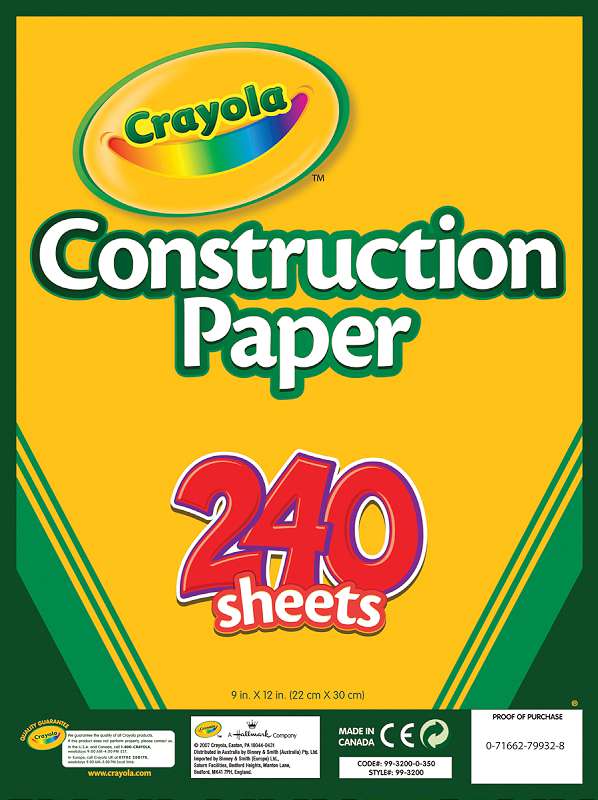 Crayola Construction Paper Pad 9"X12" 240 Sheets
