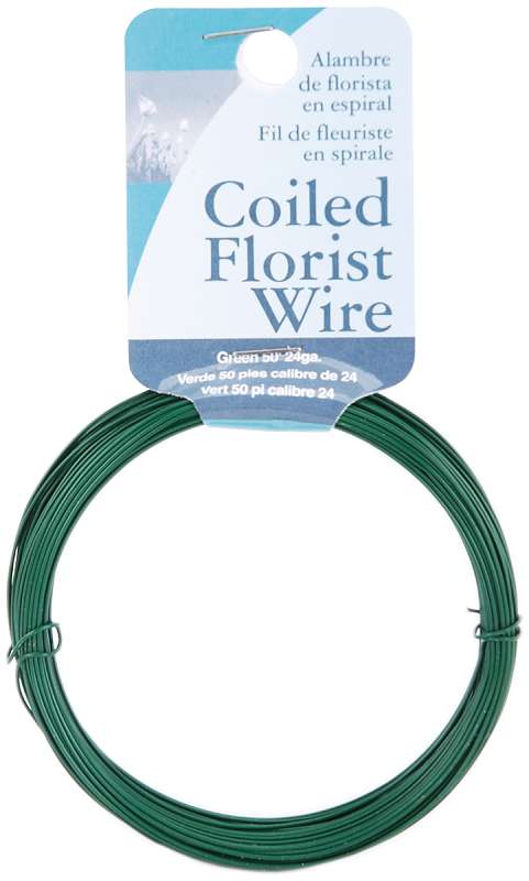 Coiled Florist Wire 24 Gauge 50' Green