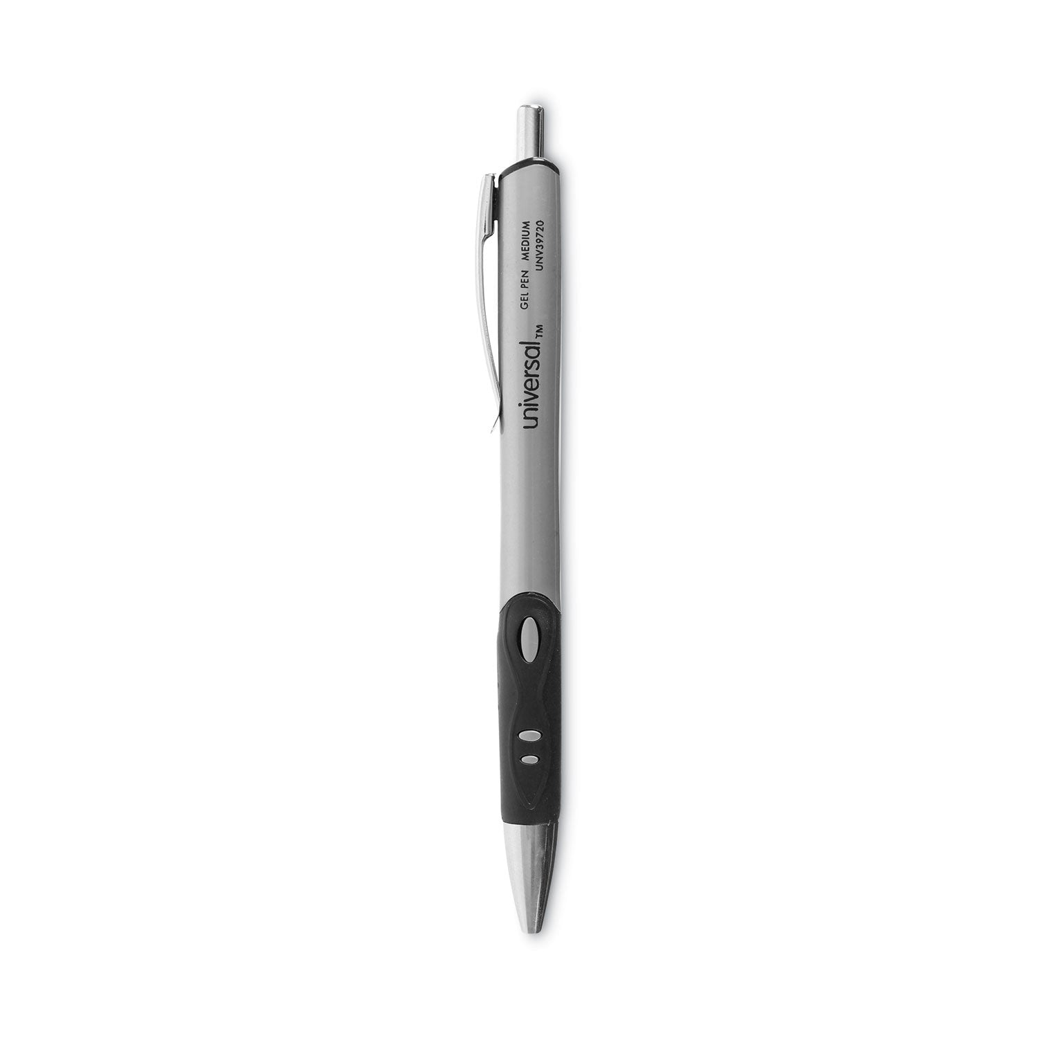 Universal® Roller Ball Retractable Gel Pen, Black Ink, Medium, Dozen