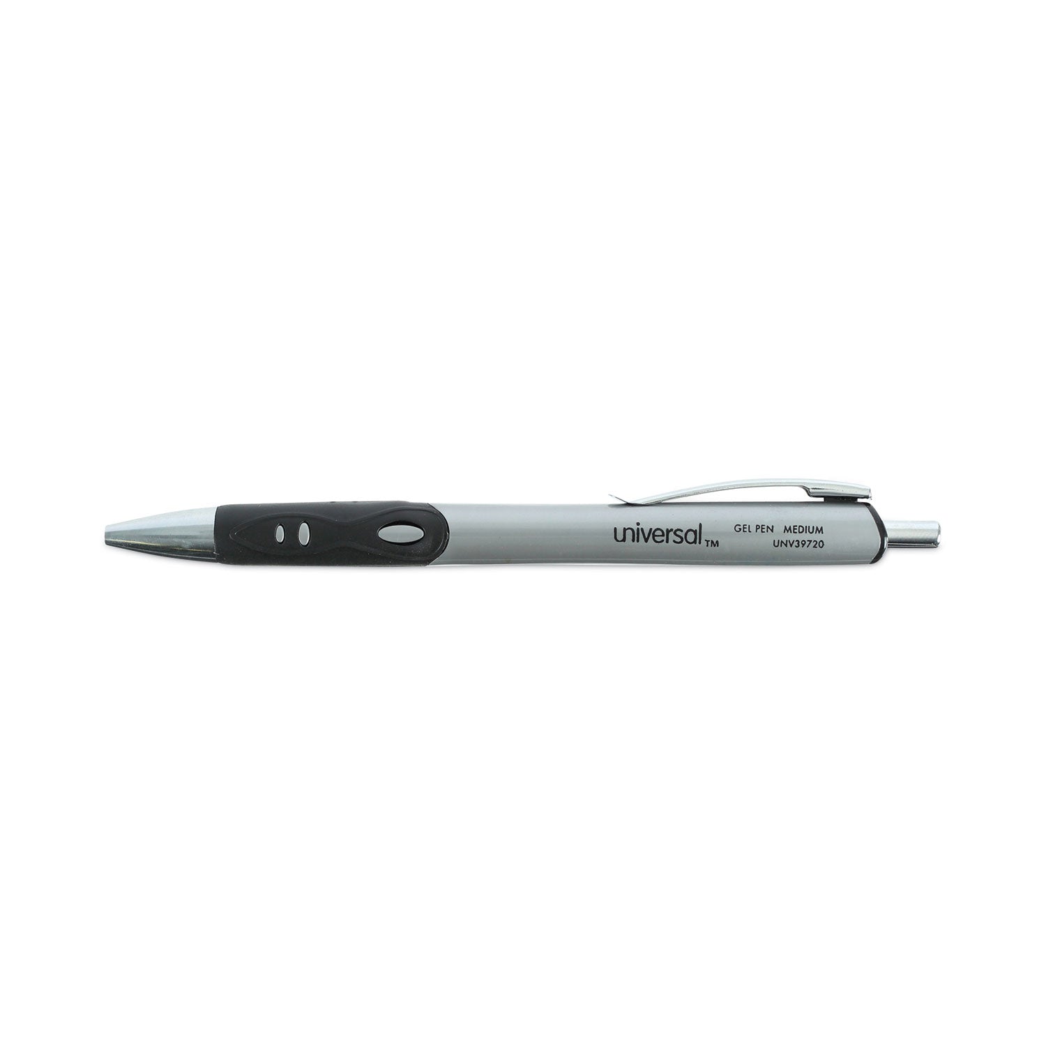 Universal® Roller Ball Retractable Gel Pen, Black Ink, Medium, Dozen