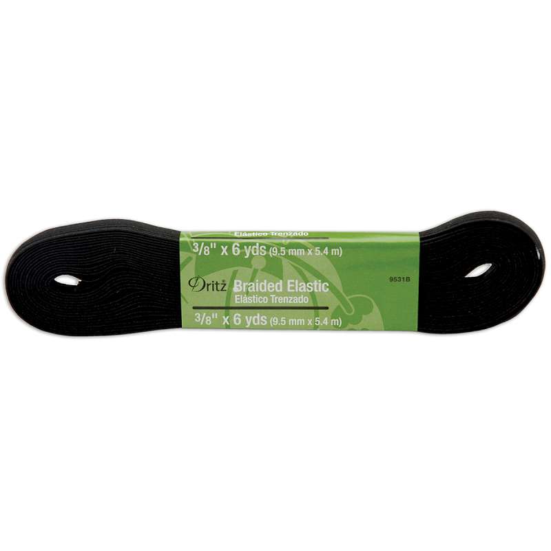Braided Elastic 3/8"X6yd Black