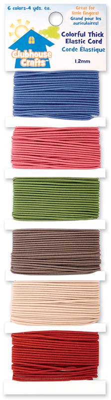 Clubhouse Crafts Elastic Cord Colorful Thick - 4yd Each Of 6 Colors